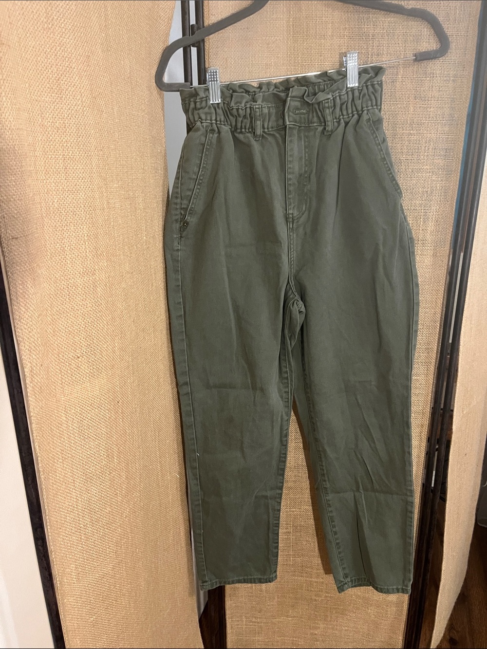 7 For All Mankind Olive Green Paperbag Waist Chinos